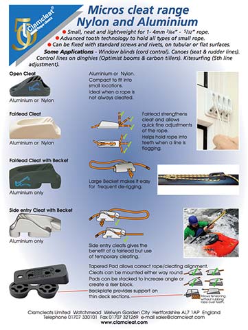 Micros cleat range for 1-4mm ropes
