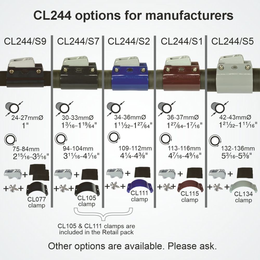 CL105 Clamp holds CL244 Cleat on 30-32mm tubes|Clamcleat®