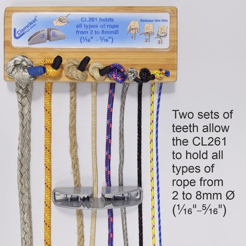 One handed Clamcleat® CL261 Power Grip 1, for 3-6mm (1/8-1/4