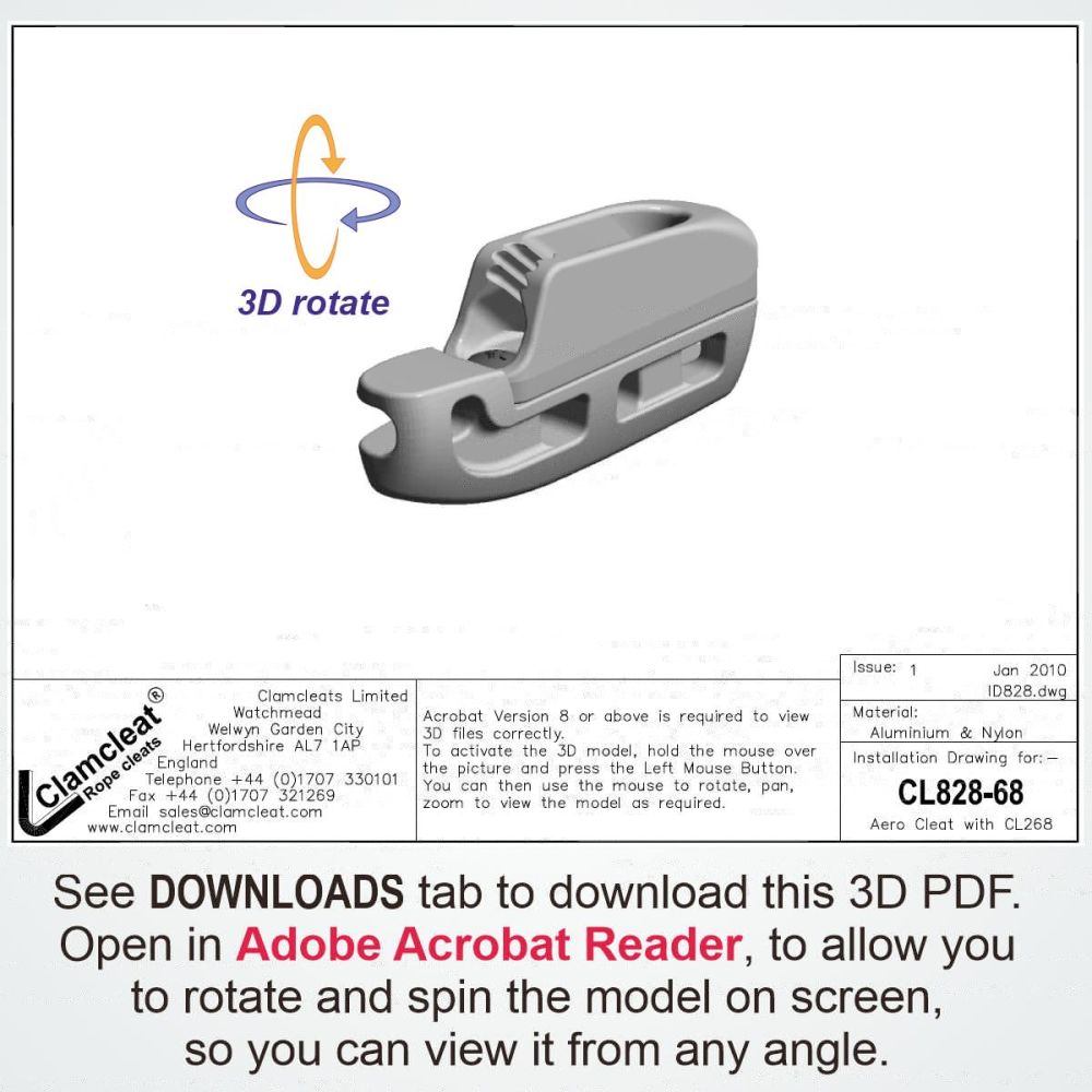 CL828-68 Aero Cleat For 3-4mm (1/8-5/32