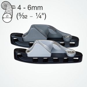 Clamcleat® CL827-17 - Larger Aero cleats with alloy hook-in fairlead.  Hold 4-6mm ropes.