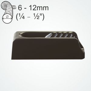 Clamcleat® CL228 Vertical with Integral Fairlead.  Nylon rope holding cleat