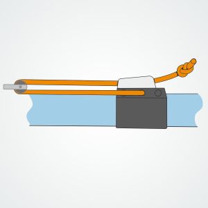 Clamcleat® CL077 clamp holds CL244 cleat.
