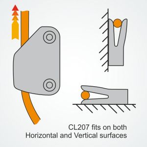 Clamcleat® CL207 fits on horizontal and vertical surfaces. fix with countersink (flathead) screws or bolts.