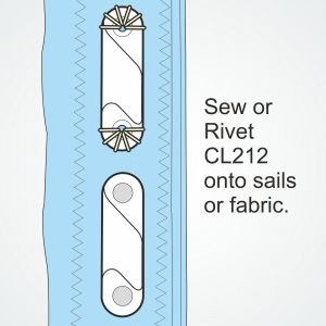 Clamcleat® CL212 can be sewn or riveted onto sails
