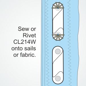 Clamcleat® CL214W can be rivetted or sewn