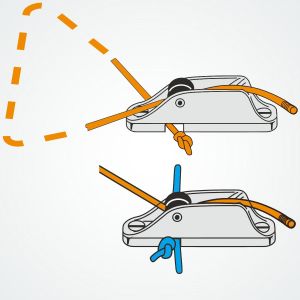 The Clamcleat® CL236/S1 can be rigged with a 2:1 advantage or used to hold bungee cord under the cleat