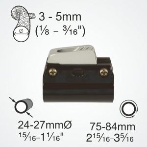 Clamcleat® CL244/S9 fits onto booms & tubes of 24 - 27mm diameter.