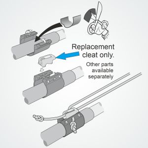 The Clamcleat® CL244/L aluminium cleat fits into clamps like this