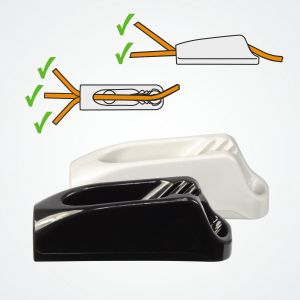 Clamcleat® CL263 fairlead guides rope into teeth. 