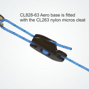 Photo of Clamcleat® CL828-63 rigged on a rope with 2:1 advantage