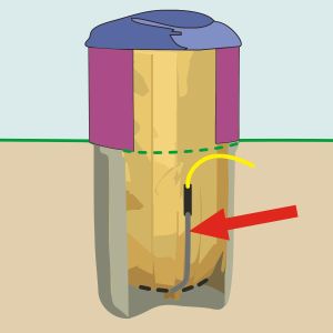 This shows where the Clamcleat® PT413-1 tube is used on semi-buried recycling systems.